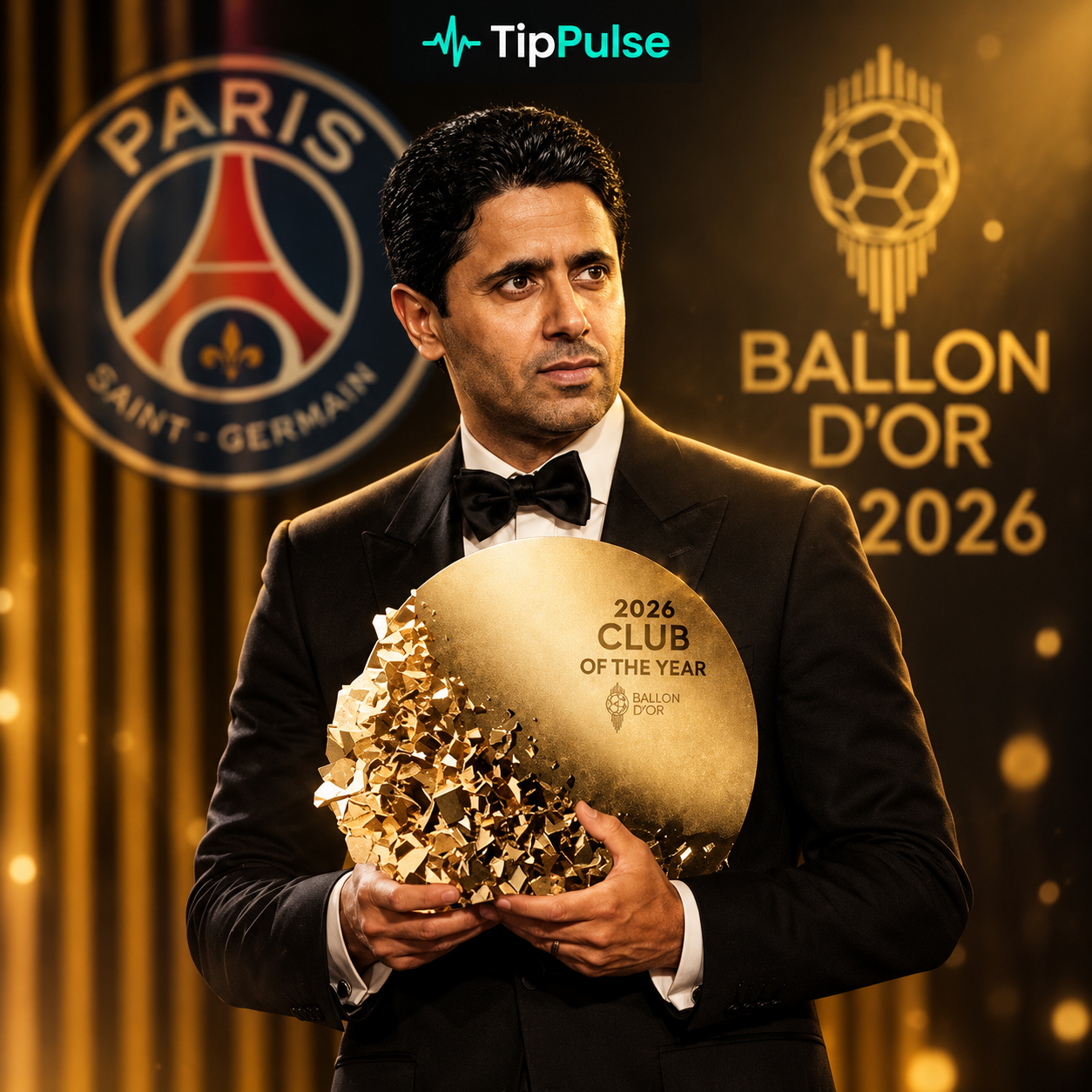 Paris Saint-Germain celebrate winning the 2026 Ballon d’Or Men’s Club of the Year award after another historic season